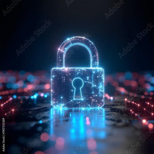 Encryption Concept with Locked Core Inside Glass Cube