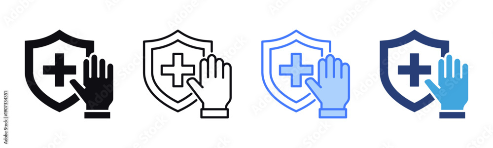 Fototapeta premium Disease Prevention icon sheet multiple style collection