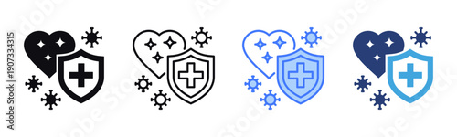 Wellness Shield icon sheet multiple style collection