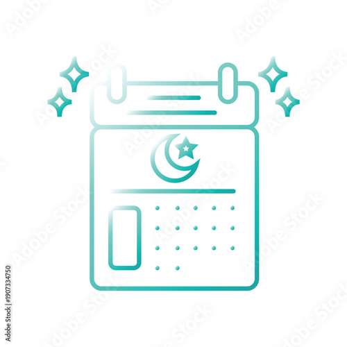 Modern Gradient Ramadan Calendar Icon with Moon and Star Symbol