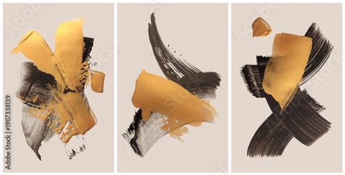 Fotografie Art oil, Acrylic, Ink brush stroke smear painting blot