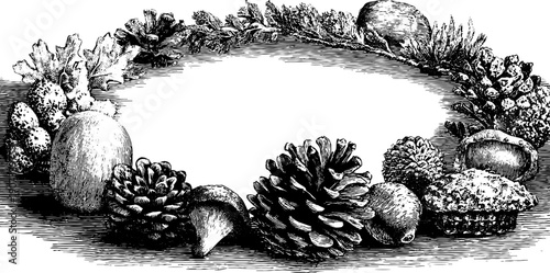 Vintage botanical ritual objects composition for holiday design and decor