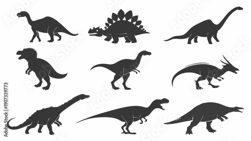 Dinosaur Silhouettes Collection Icons for Kids Education Paleontology Science Projects Website Graphics