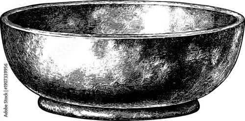 Vintage botanical engraving of a ritual vessel in simple bowl form for art and design