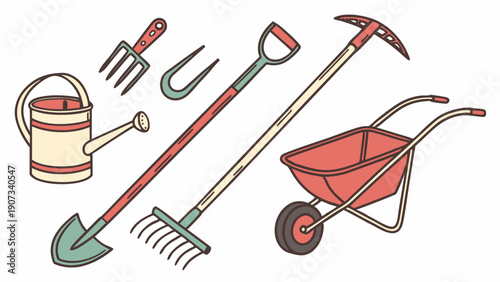 Gardening Tools Set Illustration for Spring Planting Projects Home Improvement Website Design and Seasonal Sale Banners