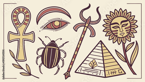 Ancient Egyptian Symbols Set for Mystical Tattoo Design Spiritual Branding Occult History Graphics