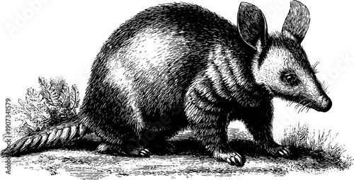 Vintage animal stone sculpture concept with botanical elements for artistic design