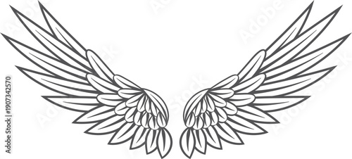 Flying wings insignia. Heaven angel drawing tattoo