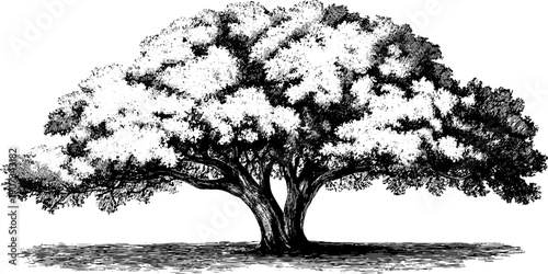 Winter allegory of endurance with vintage botanical tree design for decor