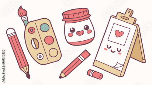 Cute Kawaii Art Supplies for Kids Drawing Painting Class or Creative Hobby Project Fun