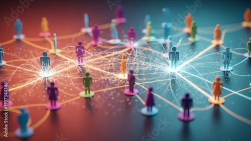 Network of People Connected by Lines.