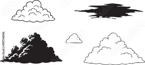 Black and white cloud silhouettes on white background clouds black clouds white clouds cloud shapes