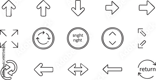Black and white directional arrows navigation symbols