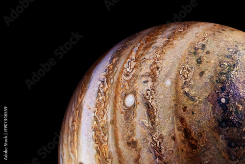 Planet Jupiter on a dark background. Elements of this image furnished by NASA