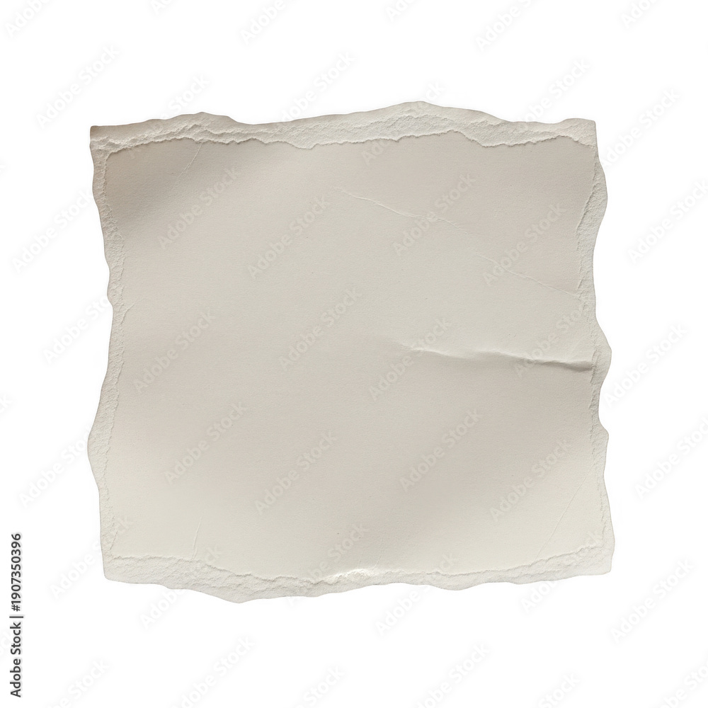 Obraz premium A piece of torn and frayed white paper on a plain white background.