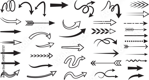 Black arrows on white background directional arrows pointers arrow symbols