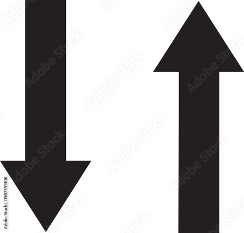 Black arrows pointing up and down on white background up arrow down arrow direction