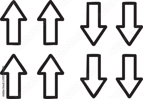 Black arrows pointing up and down on white background up arrows down arrows direction symbols