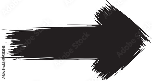 Black brush stroke arrow pointing right on white background 1