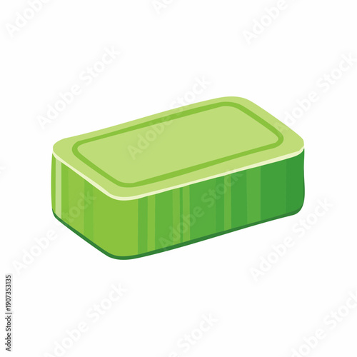Green Soap Bar Illustration for Hygiene, Cleanliness, and Health Promoting Products