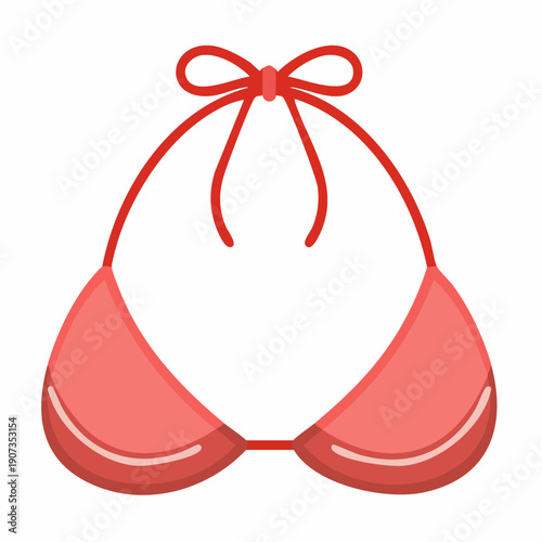 Red Bikini Top Illustrated Isolated Swimsuit Apparel for Summer Vacation Fun