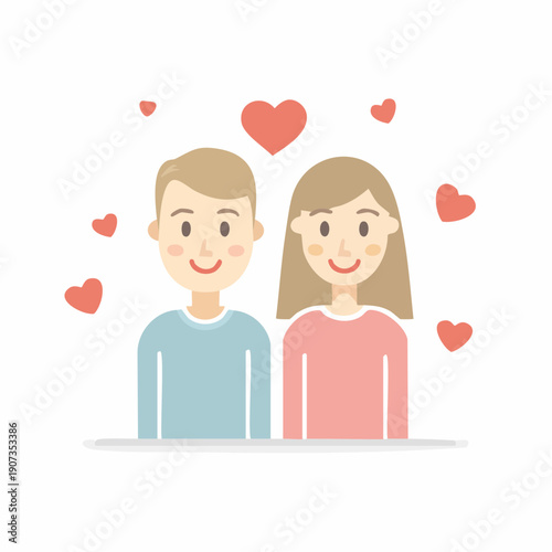 Cartoon Couple Sharing Love Heartfelt Connection Flat Illustration Relationship Romance Graphic