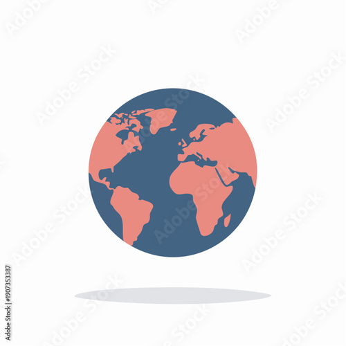 Earth globe illustration with simple continents isolated on white background
