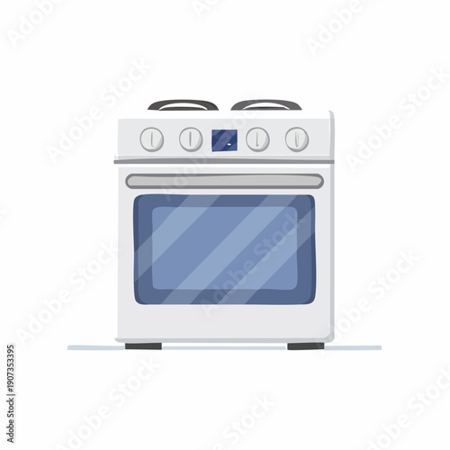 White oven illustration for home cooking appliance equipment isolated