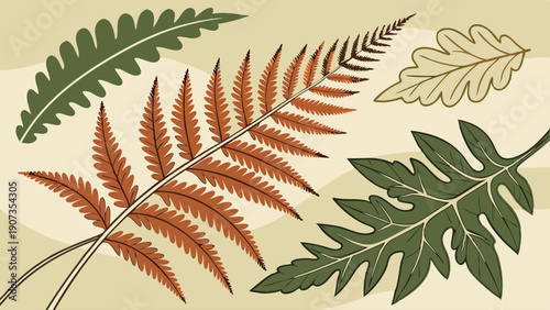 Assorted Botanical Fern Leaves Illustrations for Nature Design Projects Ecology Education and Vintage Botanical Prints