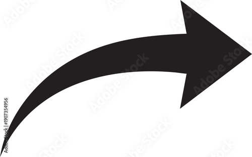Black curved arrow pointing right with sharp arrowhead