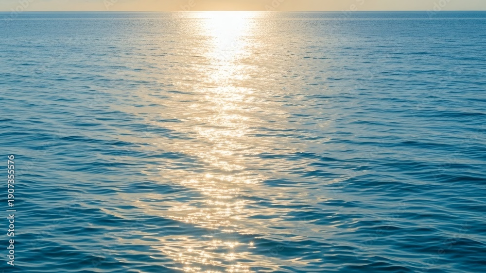 Obraz premium Serene Ocean Waves with Sun Reflection.