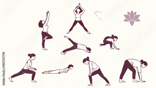 Diverse Women Practicing Yoga Poses for Wellness Fitness Website Design Health Blog Graphics