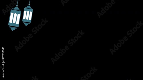 Ramadan lantern islamic background with alpha channel. Transparent ramadan design element animaton background. Motion graphics overlay. Ramadan template