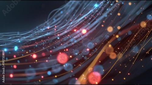 Vibrant digital network connections with glowing lines and dots