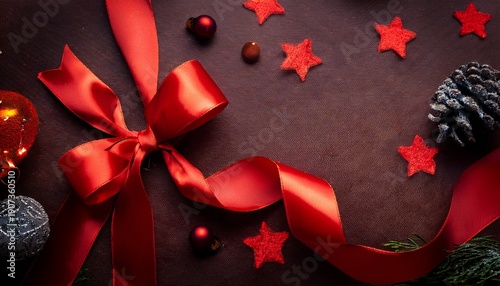 Wallpaper Mural Christmas Background With Red Ribbon Torontodigital.ca