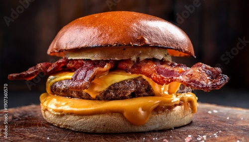 Wallpaper Mural A Burger With Bacon Cheese And Bacon On It Big And Tasty Beef Burger Torontodigital.ca