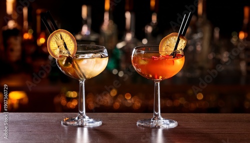 Wallpaper Mural Two Cocktails Or Mocktails Glasses On A Bar Table Torontodigital.ca
