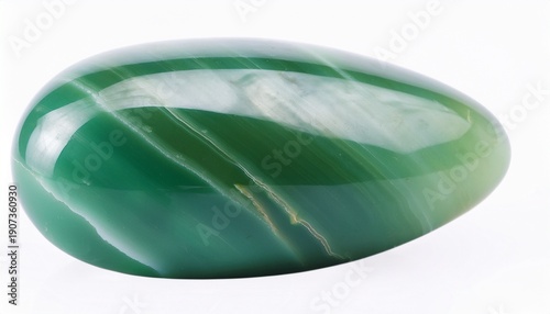 Wallpaper Mural Polished Green Jade Gemstone With White Inclusions On White Background Torontodigital.ca
