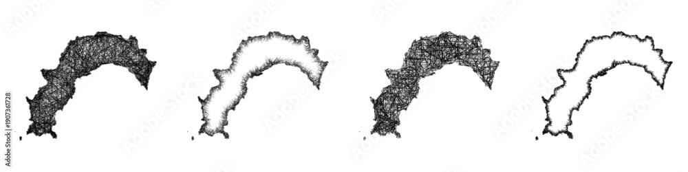 Obraz premium Sketch Kochi outline map design set