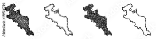 Sketch Kyoto outline map design set