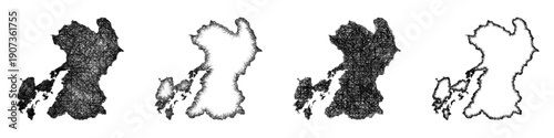 Sketch Kumamoto outline map design set
