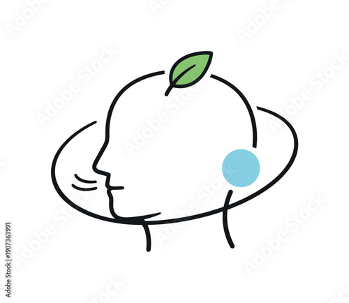 Mindful Balance Icon. Mental clarity and stress reduction in a busy professional lifestyle where focus is intentionally protected, a simple human head outline