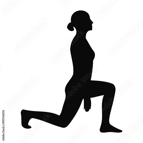 Yoga Silhouette Woman Performing Low Lunge Pose for Fitness and Wellness
