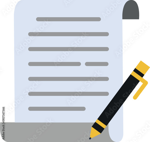 Agreement signing color icon. Document paper and pen