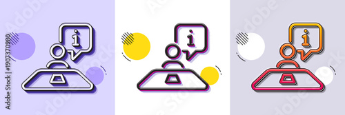 Interview line icon. Halftone dotted pattern. Gradient icon with grain shadow. Job information sign. Business meeting symbol. Line interview icon. Various designs. Vector