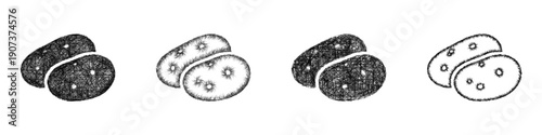 Sketch potato icon design set