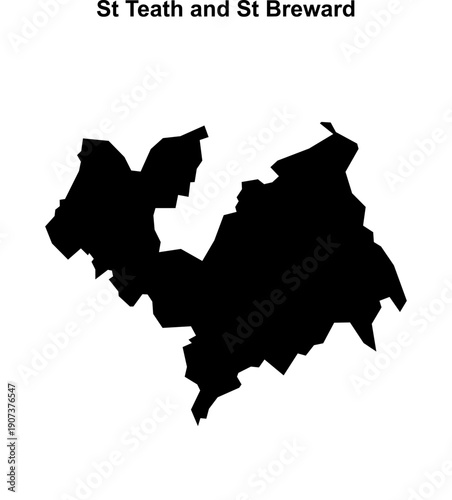 St Teath and St Breward (England) blank outline map