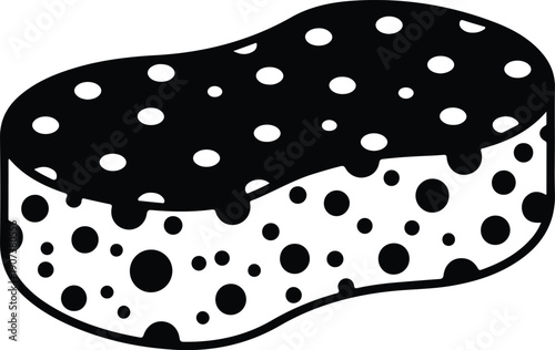 Stylized kitchen cleaning sponge icon for household hygiene tasks silhouette vector illustration