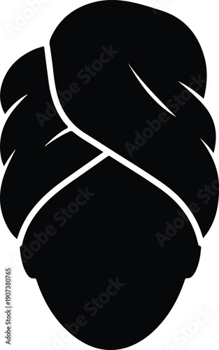 Woman head wrapped in towel spa beauty hygiene concept silhouette vector illustration