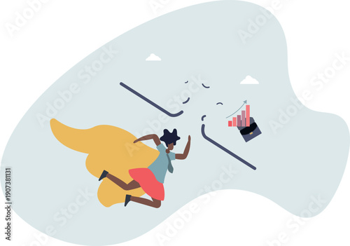 Breakthrough business barrier, overcome difficulty or obstacle to success, solve problem,person's life situation and his activities.